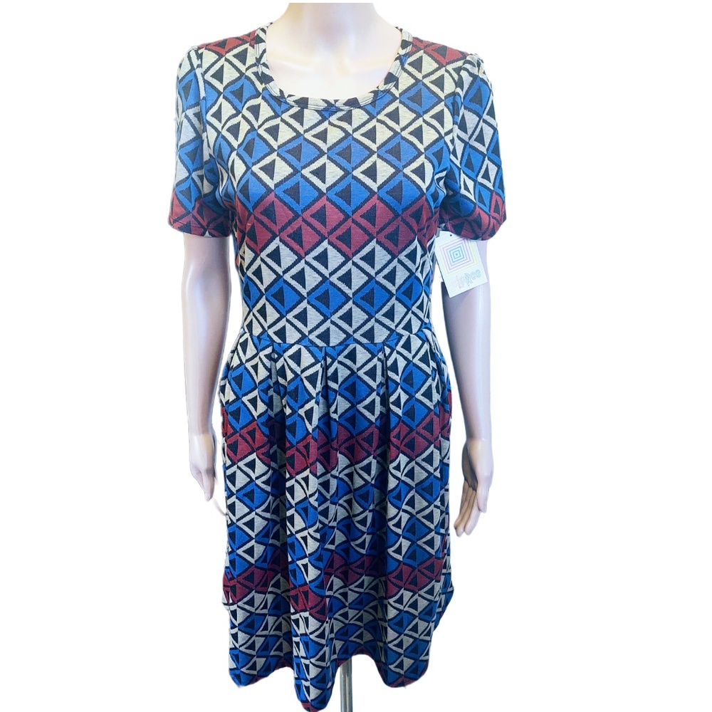 NWT LULAROE AMELIA DRESS FALL COLORS/ALL SEASONS POLY/SPANDEX FIT & FLARE LARGE